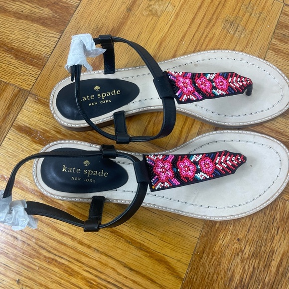 ❇️ NEW Kate Spade Sabrosa black bead sandals size 9M - Picture 3 of 5